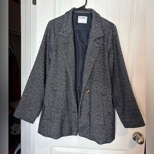 Old Navy Women's Navy and White Herringbone Jacket